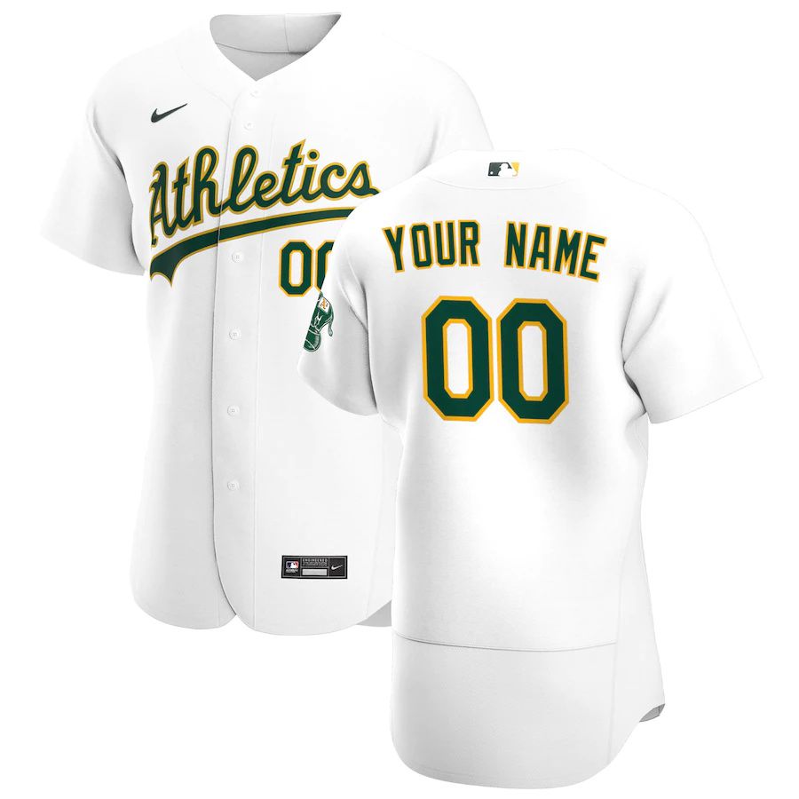Mens Oakland Athletics Nike White Home Authentic Custom MLB Jerseys